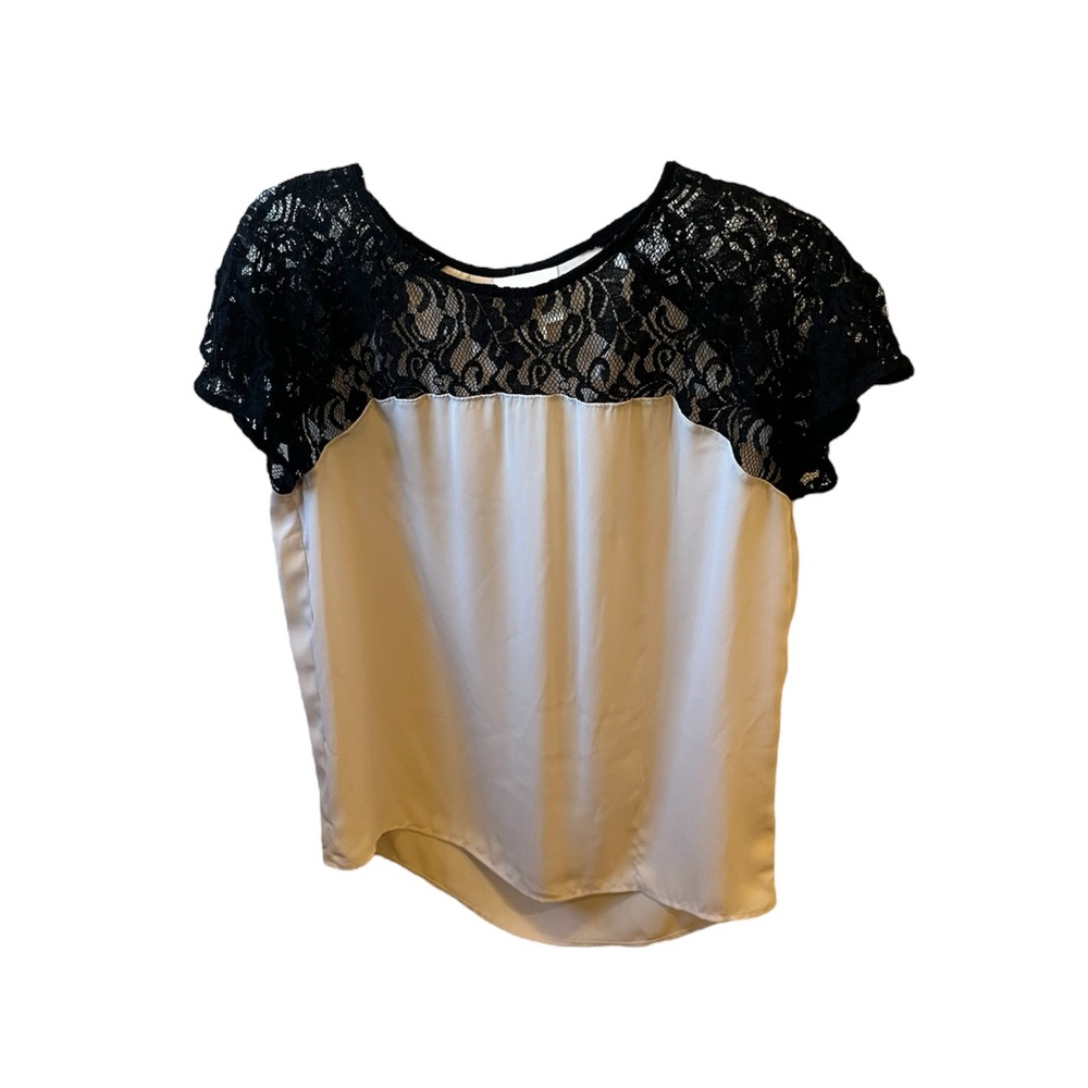 Maeve Black Lace and Cream Blouse